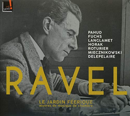 CD cover featuring a portrait of Maurice Ravel and golden text.