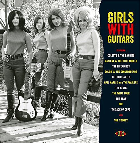 1960s album cover featuring four women with guitars and boots.