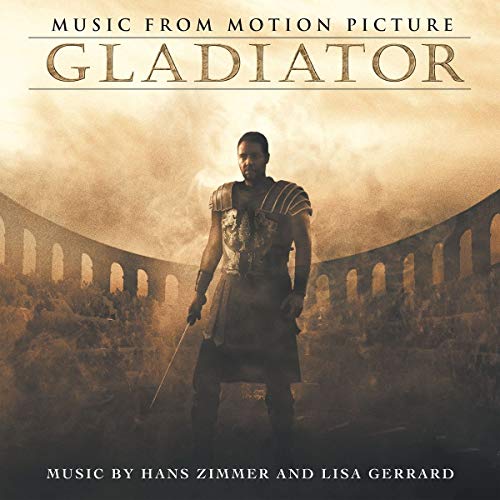 Gladiator movie soundtrack album cover featuring a warrior standing in an arena.