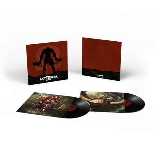 God of War II vinyl soundtrack set with illustrated sleeves and two black records.