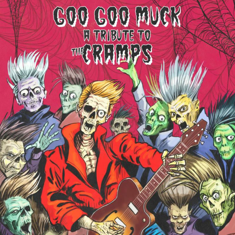 Album cover art featuring cartoon zombies and a skeleton playing guitar against red background.
