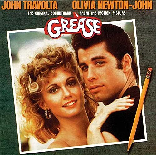 Grease soundtrack CD cover featuring John Travolta and Olivia Newton-John.