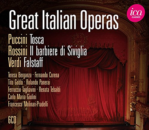 CD cover for “Great Italian Operas” featuring a red theatre curtain.