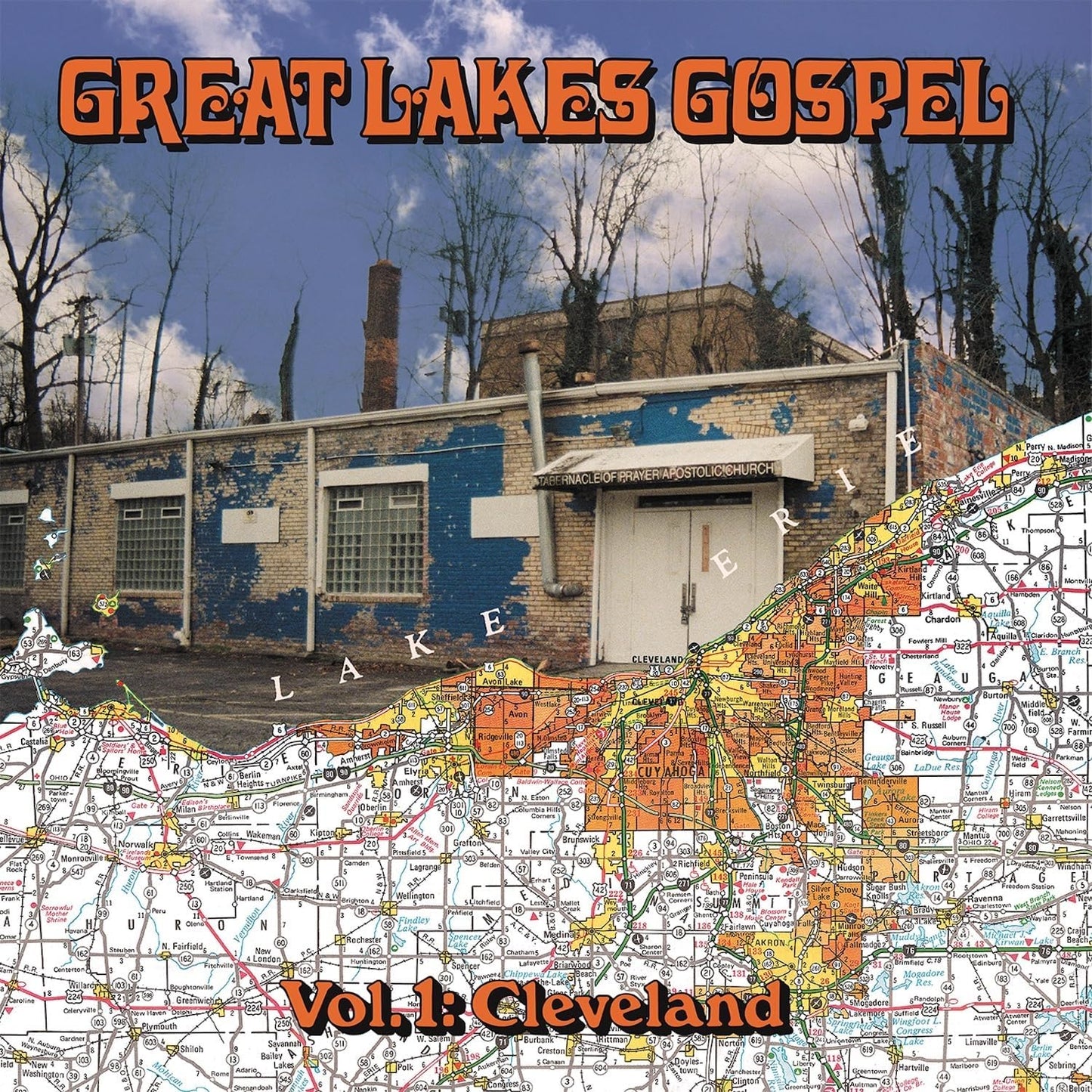 Vinyl record cover: "Great Lakes Gospel" with a church and map collage.