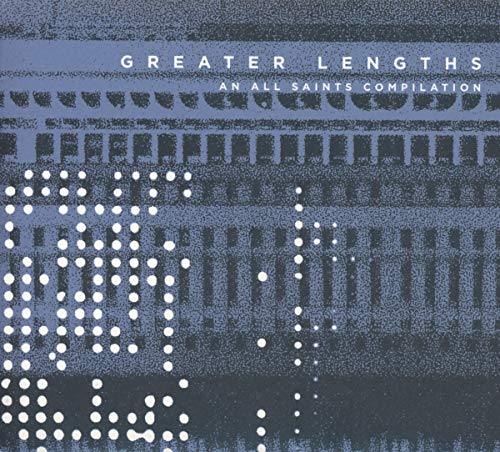 CD cover for “Greater Lengths” compilation, abstract blue and white design.