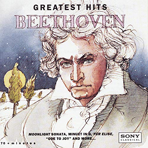 CD cover of Beethoven’s “Greatest Hits” featuring a portrait and winter scene.