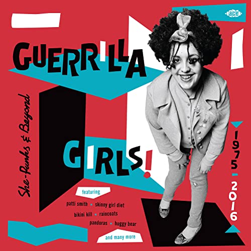 Album cover featuring a smiling woman with afro, bold text, and geometric shapes.