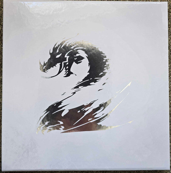 White vinyl record cover with a black and gold dragon design.