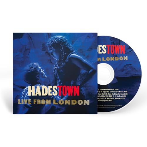 “Hadestown: Live From London” CD with cover art of two figures.