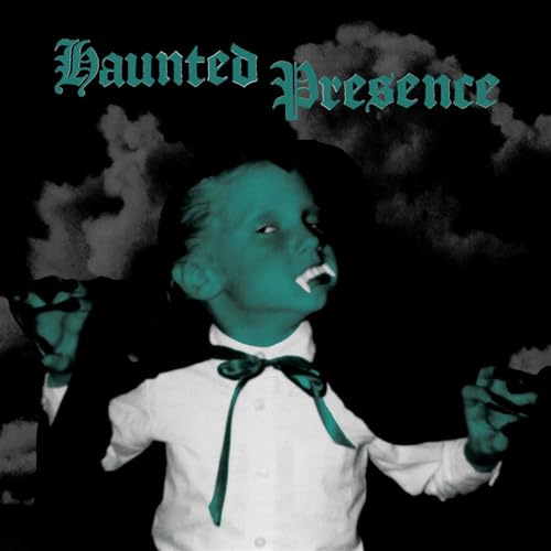 Album cover: ghostly teal-toned child with outstretched arms, dark background.