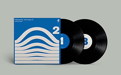 Two black vinyl records with a blue and white wave-patterned sleeve.