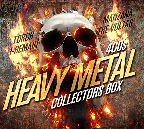 Heavy Metal Collector’s Box CD set with a flaming skull image.