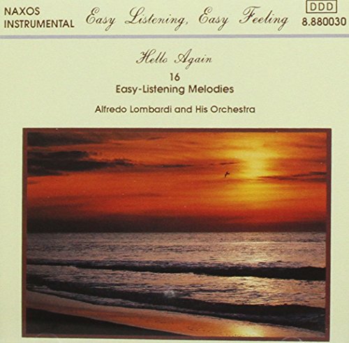 CD cover for “Hello Again” with a sunset beach scene.