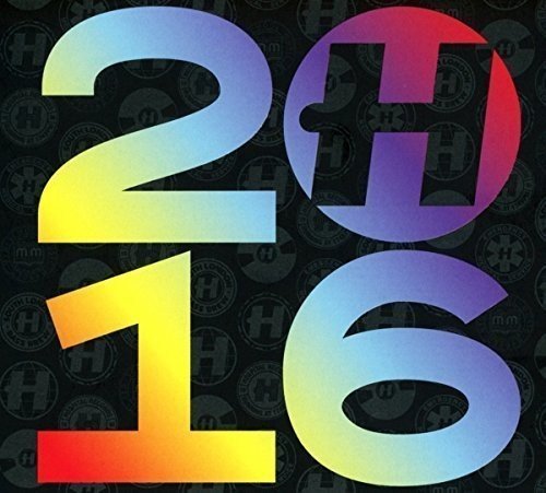The image shows the year "2016" in large, gradient-colored text on a black background. For accessibility purposes, a suitable alt text could be: "Multicolored '2016' text on a black background with logos."