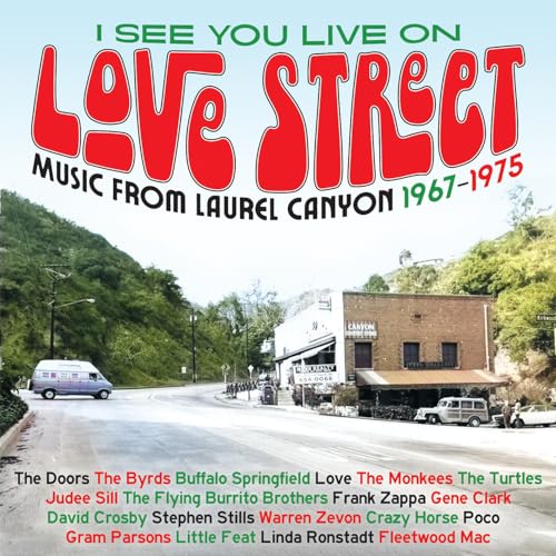 Album cover featuring a Laurel Canyon street scene with text listing various musical artists.
