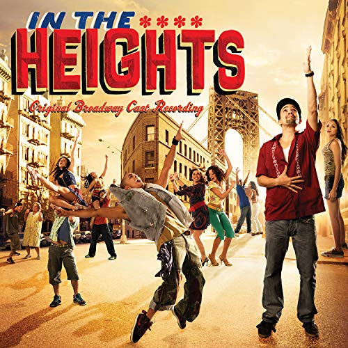 In the Heights" CD cover featuring dancers in a city street scene.