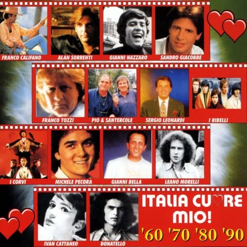 CD cover featuring portraits of Italian singers from the 60s-90s.