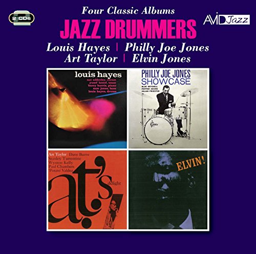 "Purple album cover featuring four jazz album covers in a grid."
