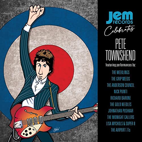 Vinyl album cover featuring cartoon Pete Townshend playing guitar.