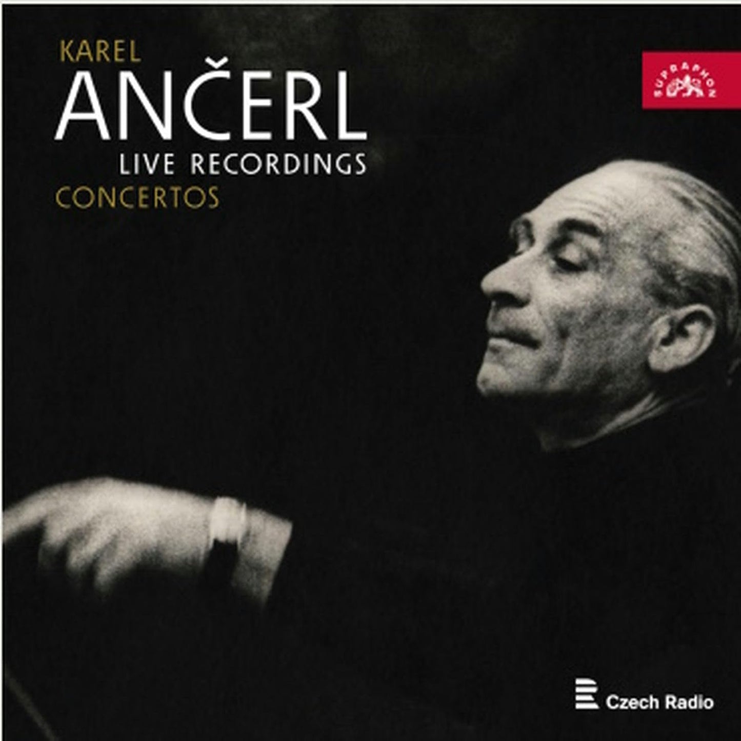 CD cover featuring a black and white portrait of conductor Karel Ančerl.