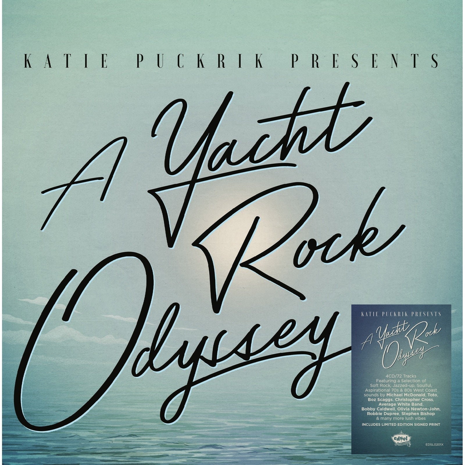CD cover for “A Yacht Rock Odyssey” with white script on navy blue.