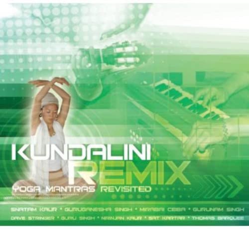 CD cover for "Kundalini Remix Yoga Mantras" with a meditating figure.