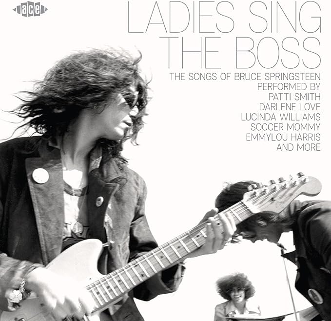 CD cover featuring Bruce Springsteen playing guitar in black and white.