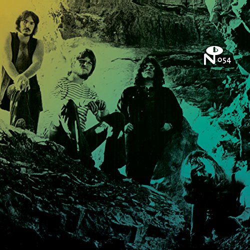 CD cover with a grainy, green-toned photo of three men and a dog.