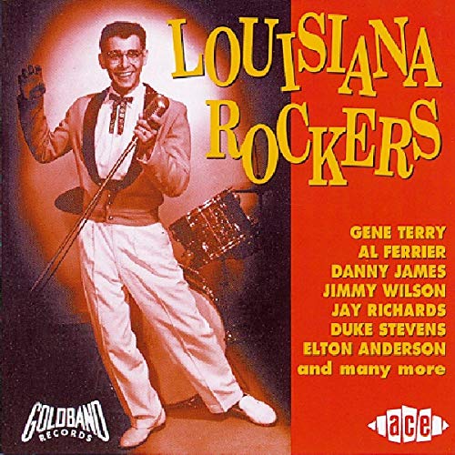 CD cover for "Louisiana Rockers" featuring a singer with a saxophone.