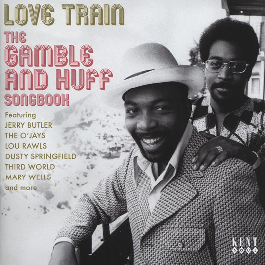 Black and white photo of two men with text overlay for a music album.
