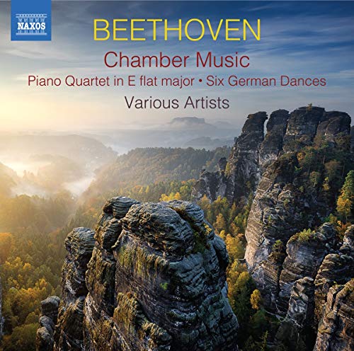 CD cover featuring a landscape of rocky sandstone pillars and forest at sunrise.
