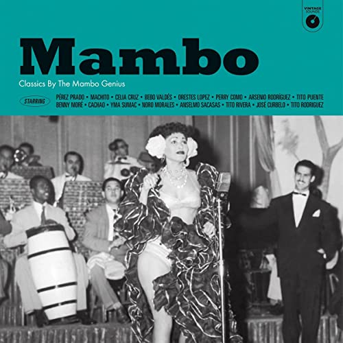Mambo" vinyl record cover featuring Celia Cruz performing with a band.