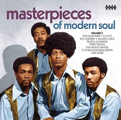 CD cover for “Masterpieces of Modern Soul Volume 5” featuring a 1970s soul group.