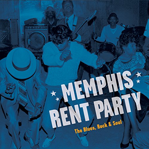 "Album cover with blue-toned image of people dancing and musicians, with white and yellow text."