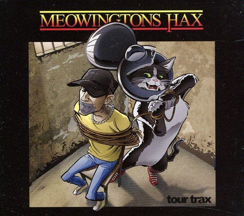 CD cover: Cartoon of a person tied up with a cat wearing sunglasses.