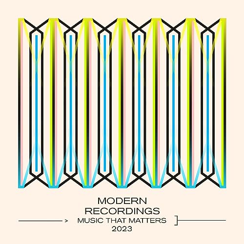 CD cover with abstract colorful striped design and text: "Modern Recordings 2023".