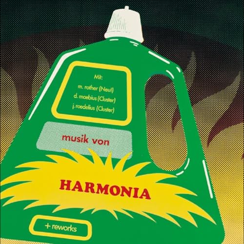 Harmonia CD cover: green container with band name and starburst graphic.