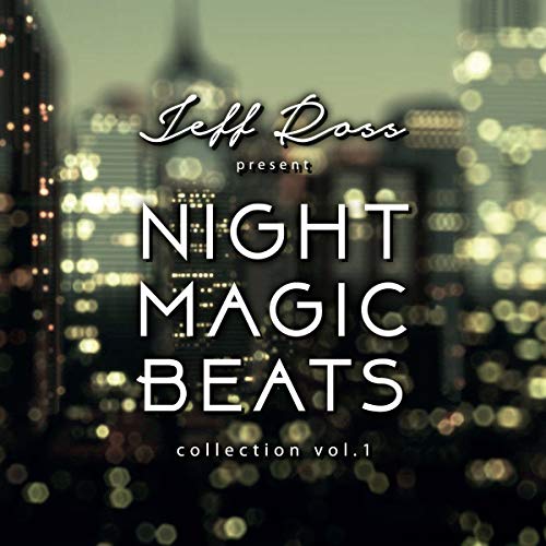 CD cover for “Night Magic Beats” with city lights background.