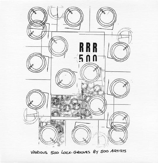 Black and white vinyl record cover with sketched circles and "RRR 500".