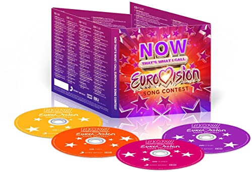 Open CD case with four discs, titled "NOW That's What I Call Eurovision.
