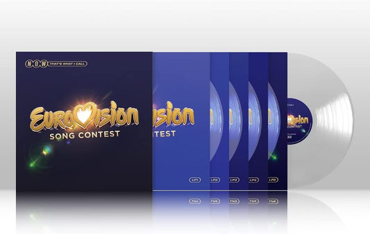 Eurovision Song Contest vinyl record set in blue and white packaging.