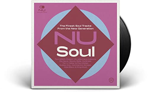 Vinyl record cover for “NU SOUL” with geometric design and black disc.
