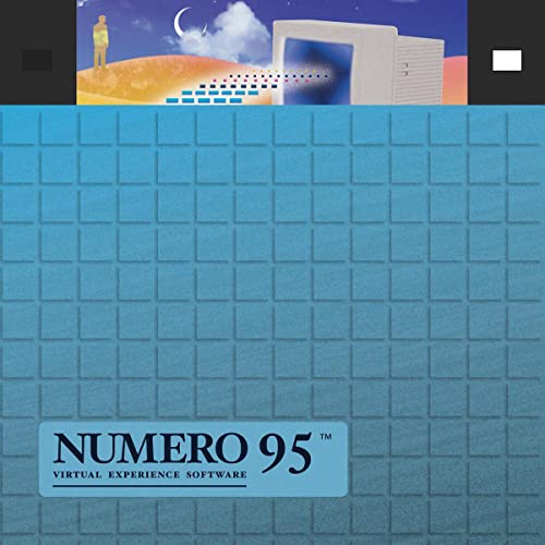 Vinyl cover art resembling a floppy disk with a surreal desert and computer illustration.