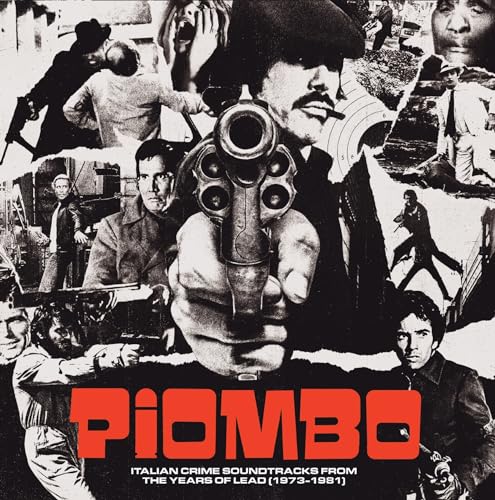 Album cover for “PIOMBO,” featuring shadowy figures and a handgun.