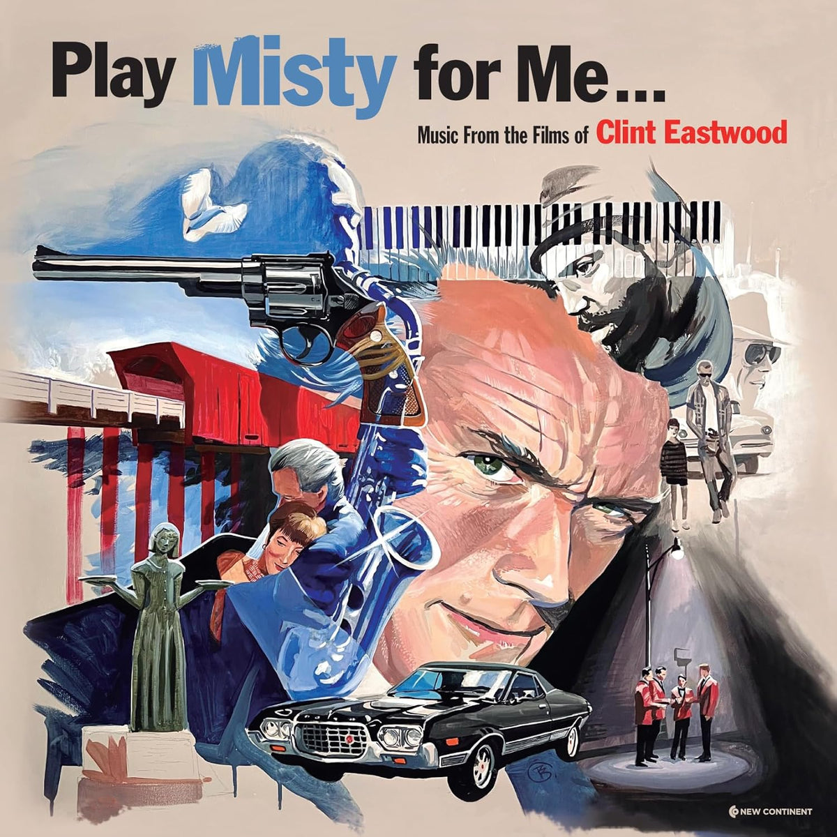 Play Misty for Me" vinyl album cover with Clint Eastwood, guns, and a car.