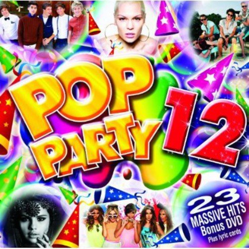 CD cover for “Pop Party 12” featuring multiple artist portraits and colorful graphics.