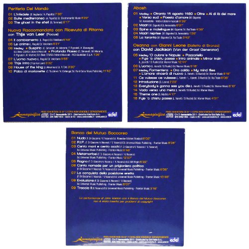 CD back cover with blue background, tracklist, and artist names in white text.