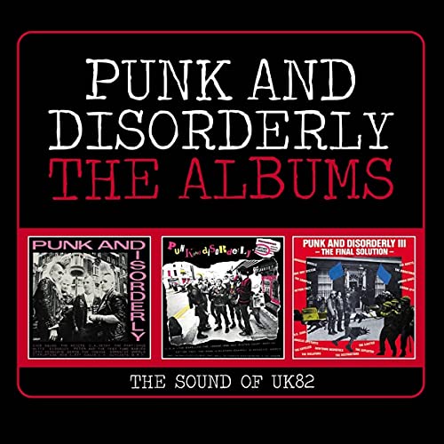 Album cover for “Punk and Disorderly - The Albums” with three album images.