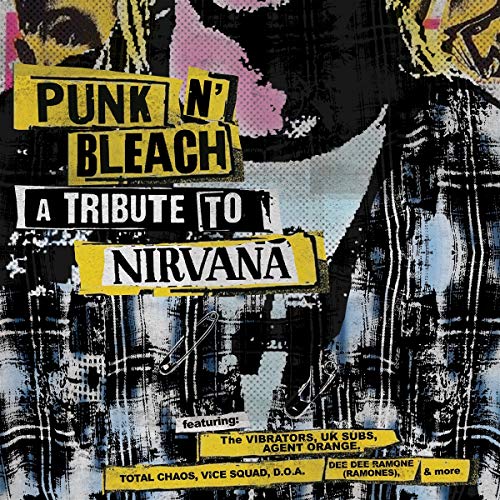 A vinyl record with a green splatter design and a punk-themed album cover.
