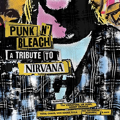 Album cover for "Punk N' Bleach," a Nirvana tribute, with collage imagery.